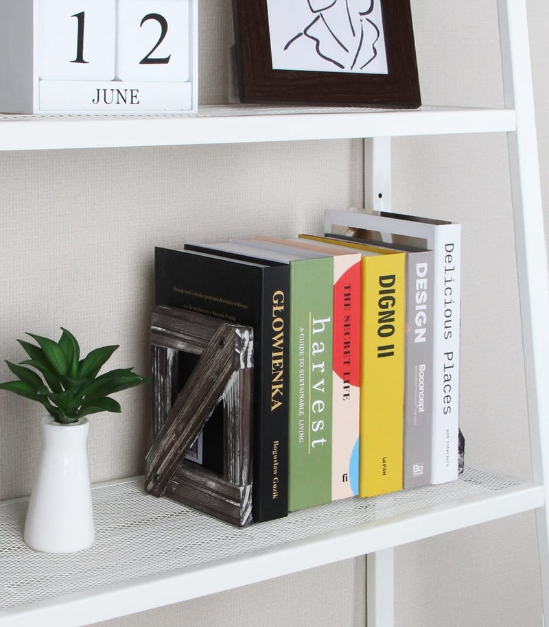J JACKCUBE DESIGN Rustic Bookends 1 Pair, Decorative Farmhouse Bookend for Heavy Books Magazine DVD on Desk Table Shelf - MK709A - Image 3